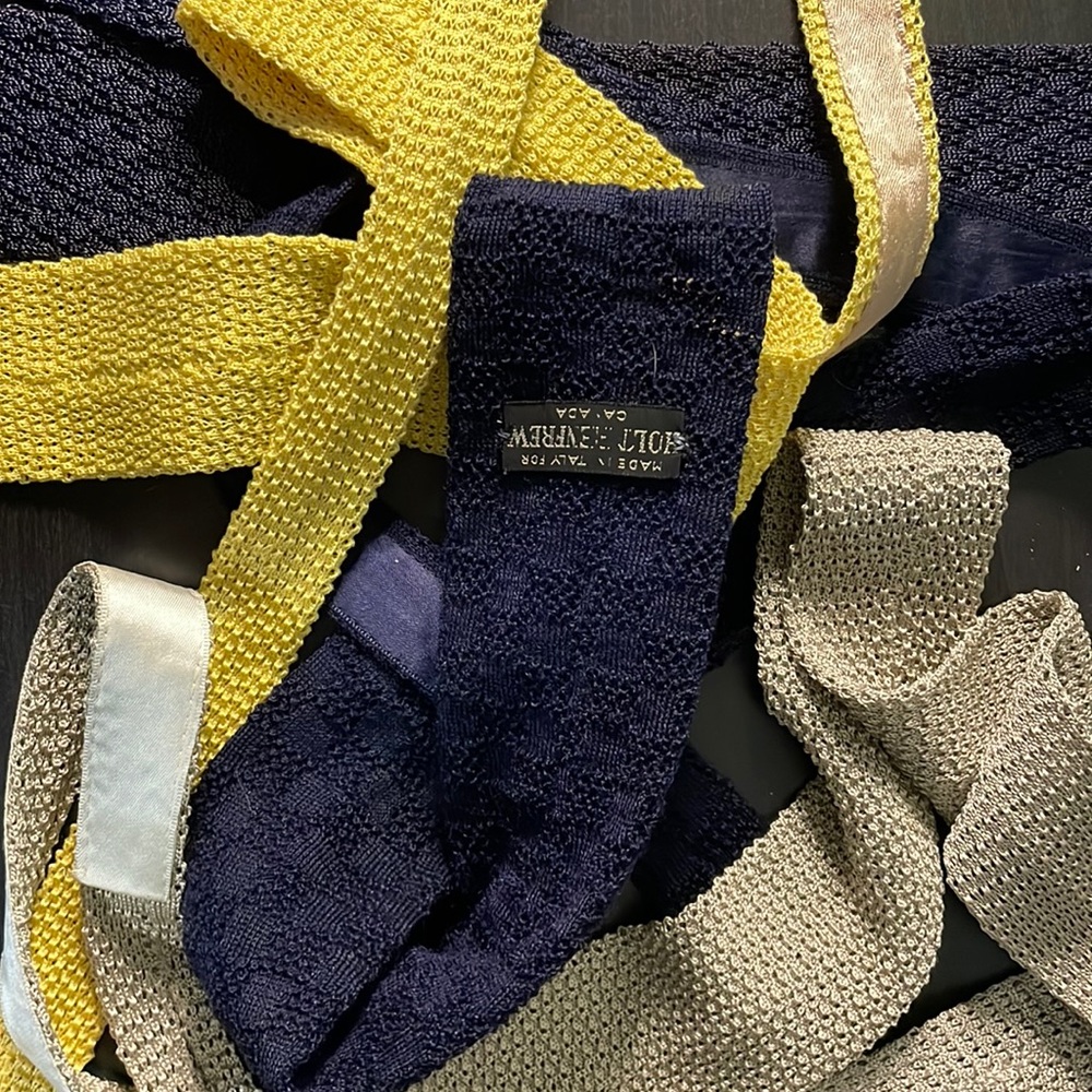 Vintage knitted silk ties, designer